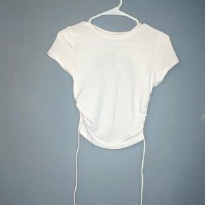 NWT White Short Sleeve Cut Out Back Top With Strings to Tie | Size Medium